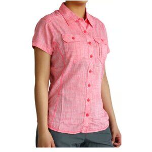 COLUMBIA NWT Camp Top Shirt Henry Short Sleeve Button Front Cotton Women's Large